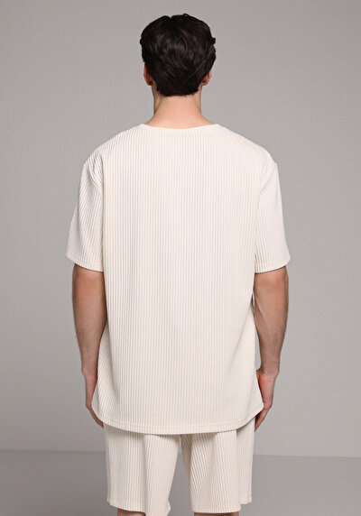 Image de T-shirt À Manches Courtes Beige Comfort Fit Droit Homme