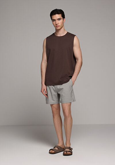 Image de Short De Bain Anthracite Slim Fit Doublé Homme