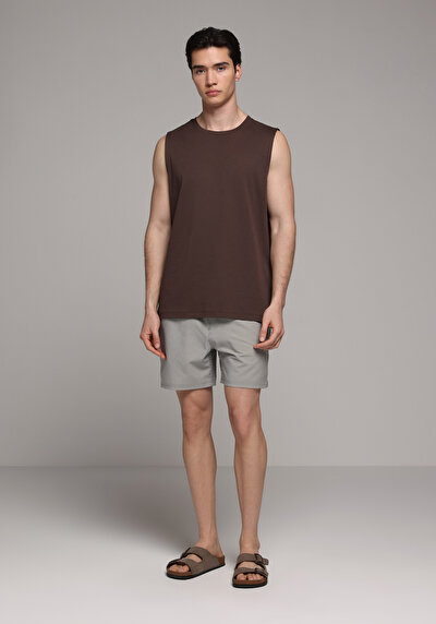 Image de Short De Bain Anthracite Slim Fit Doublé Homme