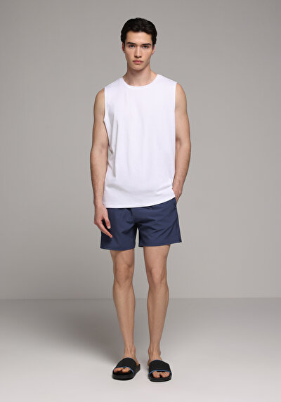 Image de Short De Bain Bleu Slim Fit Doublé Homme