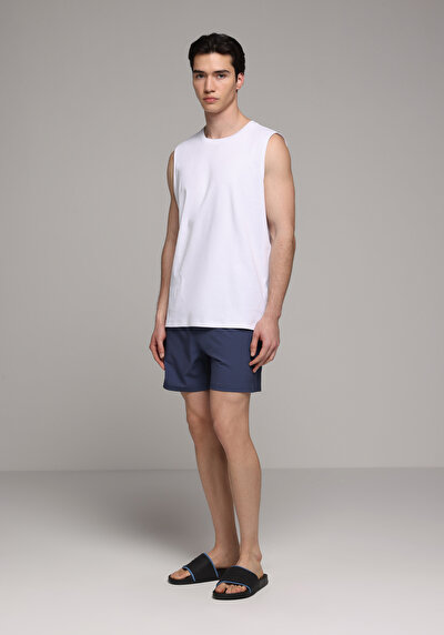 Image de Short De Bain Bleu Slim Fit Doublé Homme