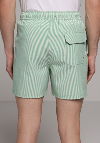Afficher les détails de Short De Bain Vert Slim Fit Doublé Homme