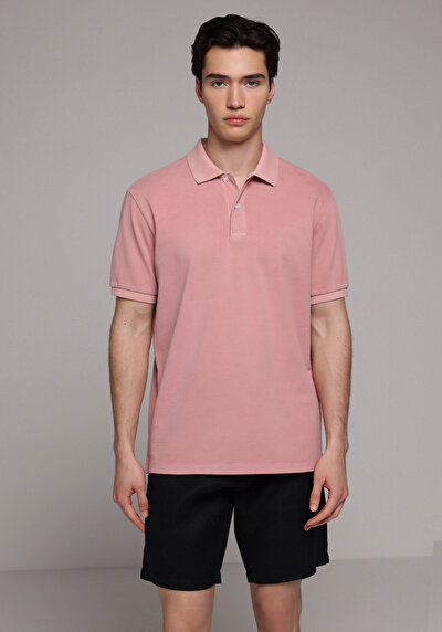 Image de T-shirt Polo À Manches Courtes Rose Droit Regular Fit Homme