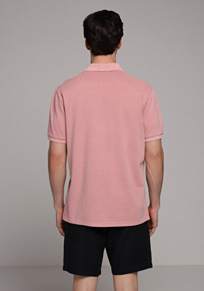 Image de T-shirt Polo À Manches Courtes Rose Droit Regular Fit Homme