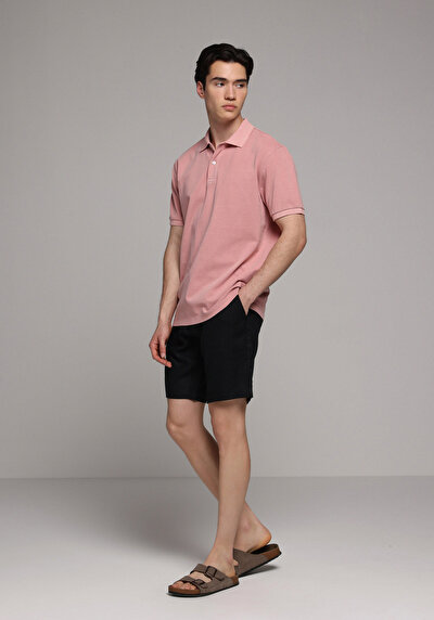 Image de T-shirt Polo À Manches Courtes Rose Droit Regular Fit Homme