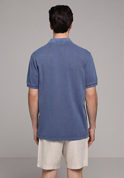 Image de T-shirt Polo À Manches Courtes Bleu Droit Regular Fit Homme