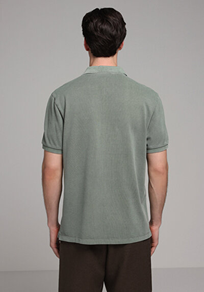 Image de T-shirt Polo À Manches Courtes Vert Droit Regular Fit Homme