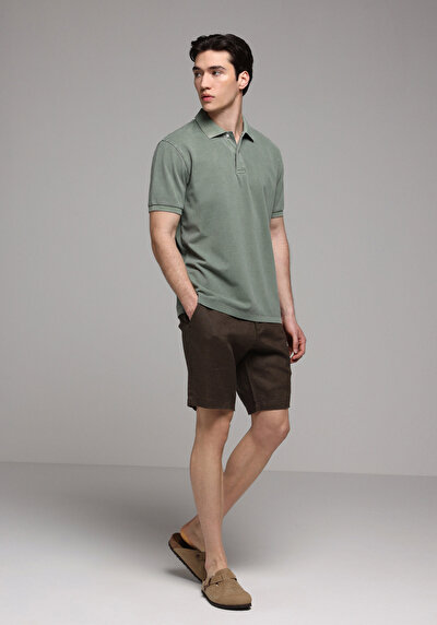 Image de T-shirt Polo À Manches Courtes Vert Droit Regular Fit Homme
