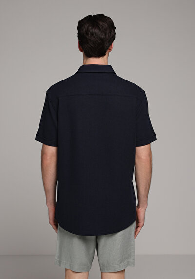 Image de Chemise À Manches Courtes Marine Droit Regular Fit Homme