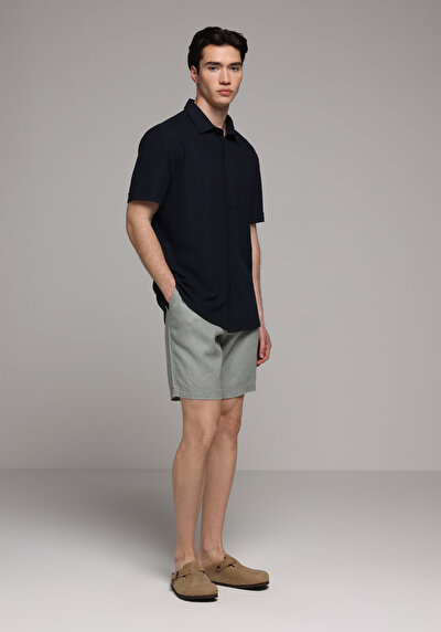 Afficher les détails de Chemise À Manches Courtes Marine Droit Regular Fit Homme
