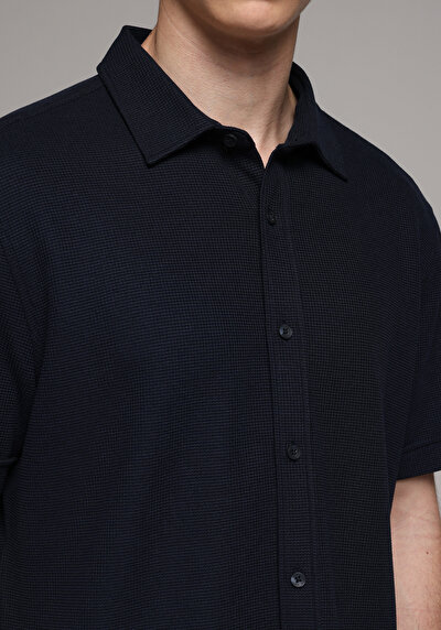 Image de Chemise À Manches Courtes Marine Droit Regular Fit Homme