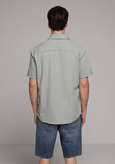 Afficher les détails de Chemise À Manches Courtes Vert Droit Regular Fit Homme