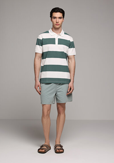 Image de Short De Bain Gris Slim Fit Doublé Homme