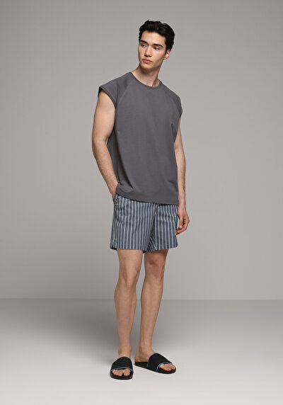 Afficher les détails de Short De Bain Bleu Regular Fit Doublé Homme