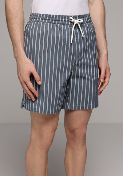 Image de Short De Bain Bleu Regular Fit Doublé Homme