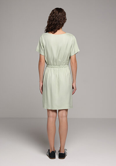 Image de Robe Vert Regular Fit Manches Courtes Mini Sergé Femme
