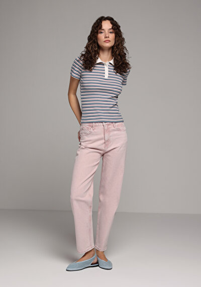 Image de Rose Slim Fit  Rayé Côtelé Femme