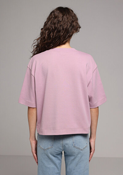 Image de T-shirt À Manches Courtes Violet Oversize Fit Droit Femme