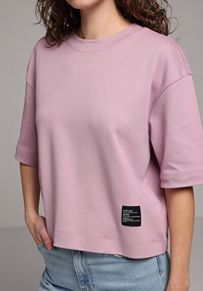 Image de T-shirt À Manches Courtes Violet Oversize Fit Droit Femme