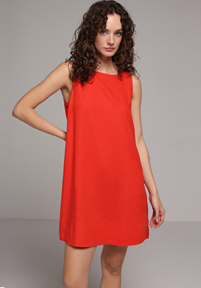 Image de Robe Rouge Regular Fit Sans Manches Mini Uni Femme