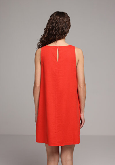 Image de Robe Rouge Regular Fit Sans Manches Mini Uni Femme
