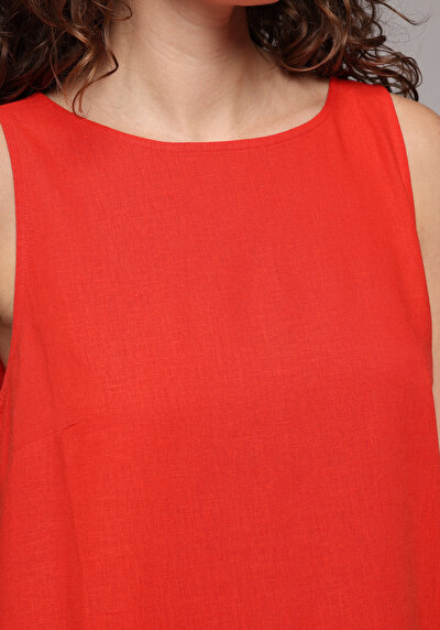 Image de Robe Rouge Regular Fit Sans Manches Mini Uni Femme