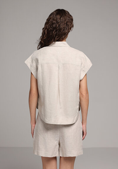 Image de Chemise À Manches Courtes Beige Droit Fashion Fit Femme