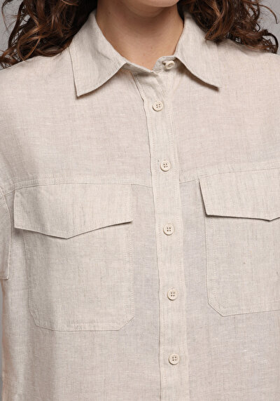 Image de Chemise À Manches Courtes Beige Droit Fashion Fit Femme