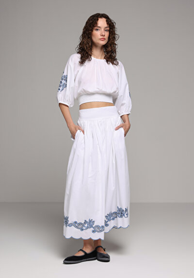 Image de Jupe Blanc Jakarli Uni Maxi Femme