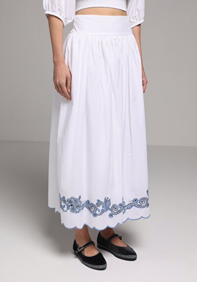 Afficher les détails de Jupe Blanc  Jakarli Uni Maxi Femme