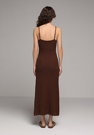Image de Robe Marron Slim Fit Maxi Tricots Femme