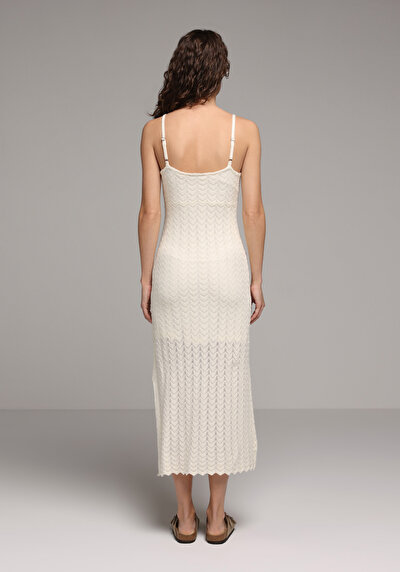 Image de Robe Ecru Slim Fit Maxi Tricots Femme