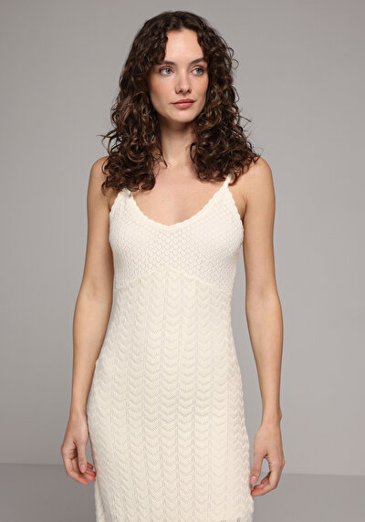 Image de Robe Ecru Slim Fit Maxi Tricots Femme