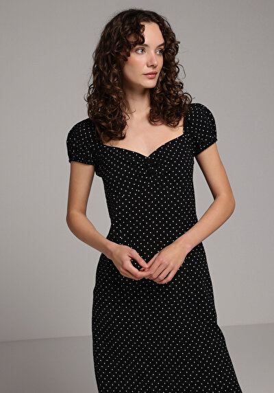 Image de Robe Noir Regular Fit Manches Ballon Mdi Shally Femme