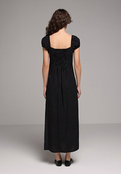 Image de Robe Noir Regular Fit Manches Ballon Mdi Shally Femme