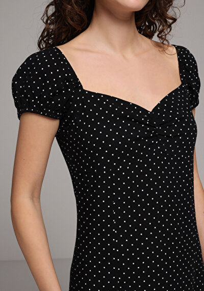 Afficher les détails de Robe Noir Regular Fit Manches Ballon Mdi Shally Femme