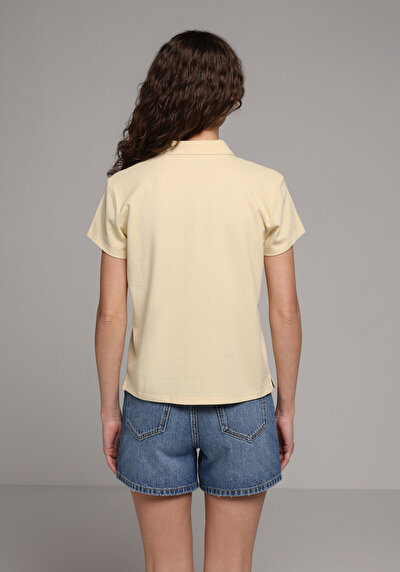 Image de Jaune Regular Fit Brodé Pique Femme