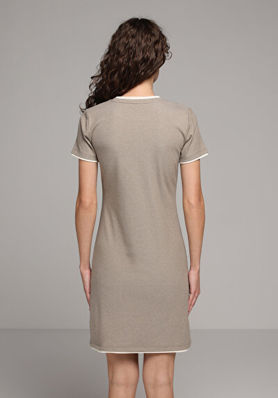 Image de Robe Vert Slim Fit Manches Courtes Normale Côtelé Femme