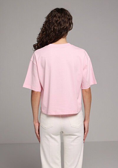 Image de T-shirt À Manches Courtes Rose Regular Fit Imprimé Femme