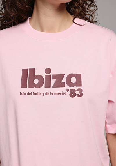 Image de T-shirt À Manches Courtes Rose Regular Fit Imprimé Femme