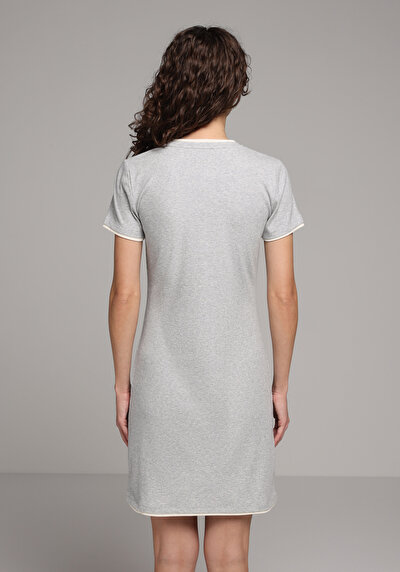 Image de Robe Gris Slim Fit Manches Courtes Normale Côtelé Femme