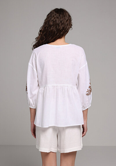 Image de Chemisier À Manches Longues Blanc Fashion Fit Femme