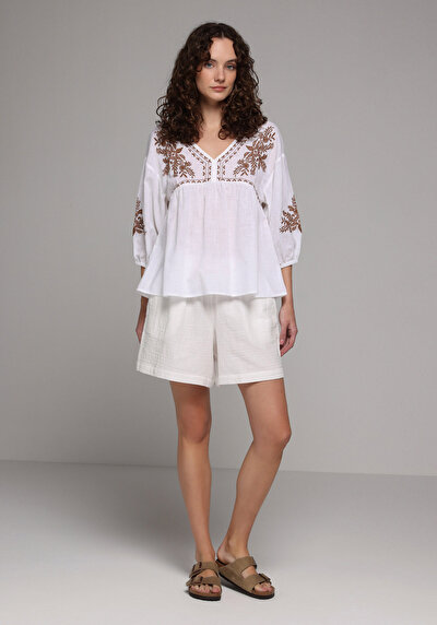 Image de Chemisier À Manches Longues Blanc Fashion Fit Femme