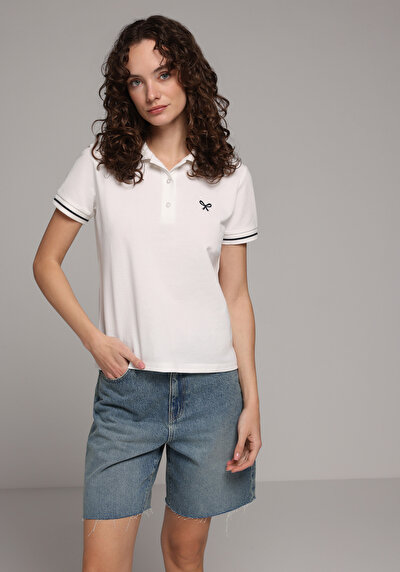 Image de Blanc Regular Fit Brodé Pique Femme