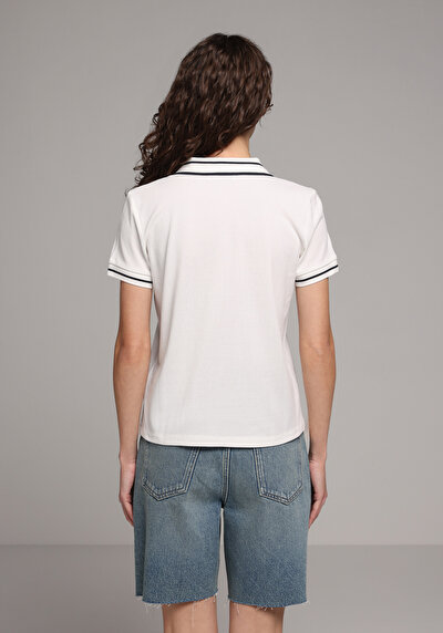 Image de Blanc Regular Fit Brodé Pique Femme