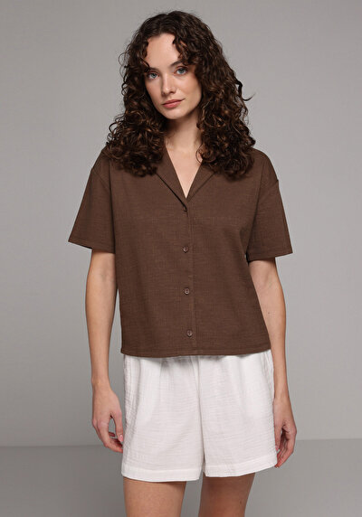 Image de Marron Regular Fit  Droit Jacquard Femme