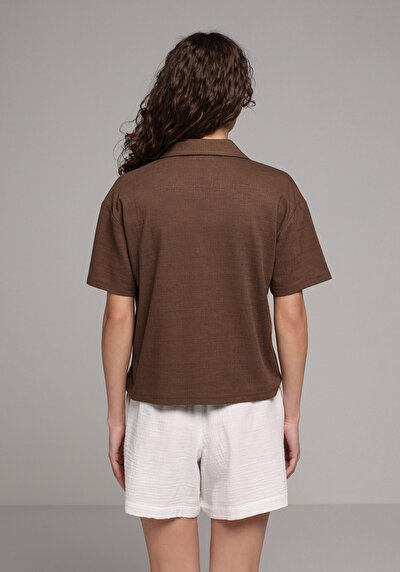Image de Marron Regular Fit  Droit Jacquard Femme