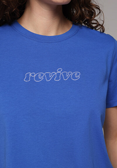 Image de T-shirt À Manches Courtes Bleu Regular Fit Droit Femme