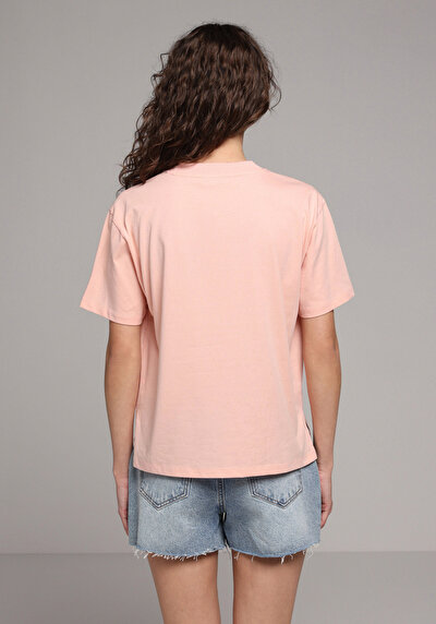 Image de T-shirt À Manches Courtes Saumon Regular Fit Droit Femme