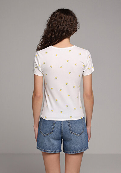 Image de T-shirt À Manches Courtes Blanc Slim Fit  Femme